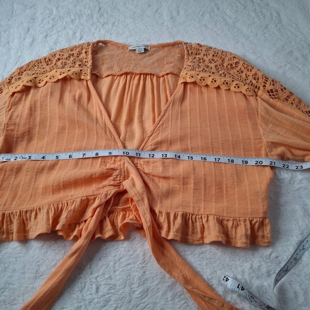 American Eagle Crochet Bolero Top Sz L Relaxed Cover Up Boho Cottagecore - Picture 13 of 16